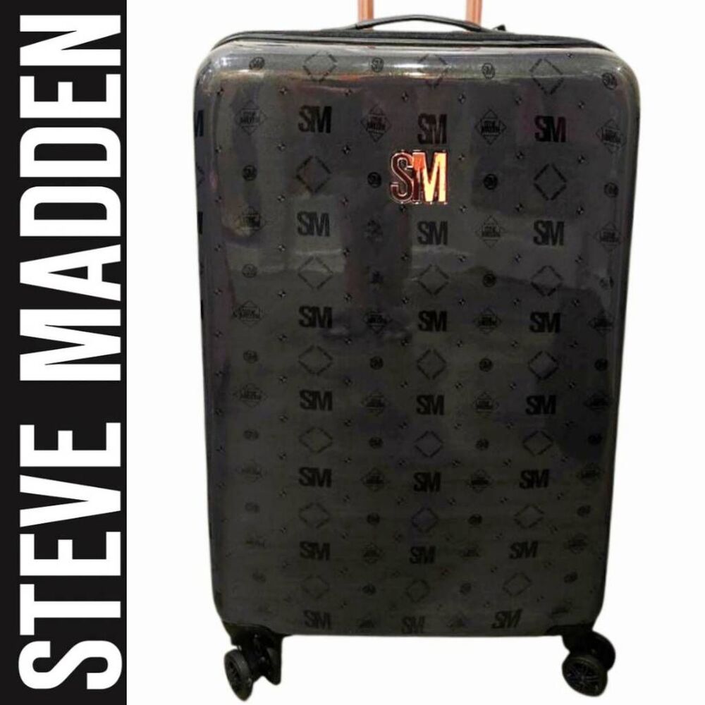 Steve Madden Vinetta Collection SM Logo Hard Side‎ Expandable 28" Luggage- Black